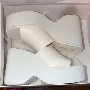 SHEIN White Platform Wedge Slide Sandals
